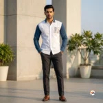 Ultimate denim contrast shirt for men featuring bold graphic branding – denim contrast shirt – photo 4