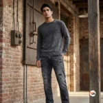 Ultimate distressed dark grey jeans for men featuring classic styling – distressed dark grey jeans – photo 1
