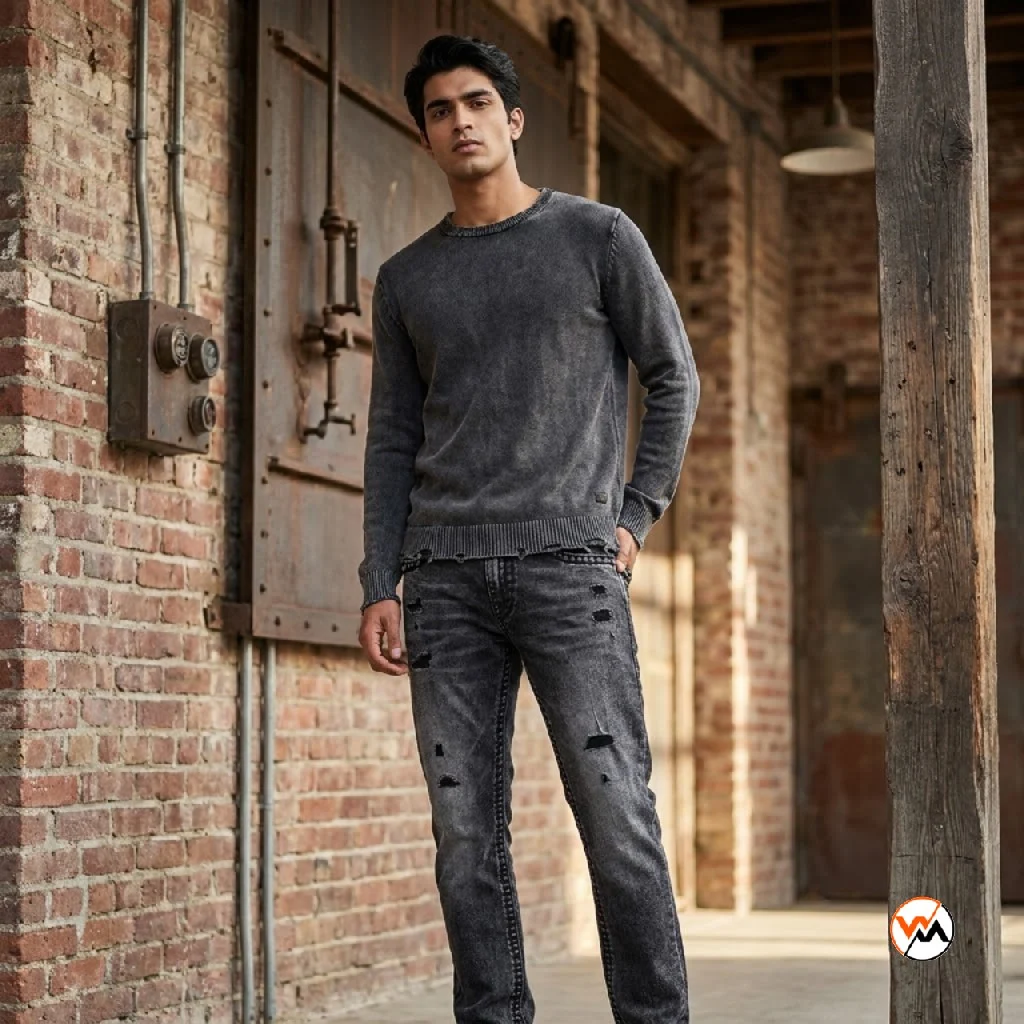 Ultimate distressed dark grey jeans for men featuring classic styling – distressed dark grey jeans Ultimate distressed dark grey jeans for men featuring classic styling – distressed dark grey jeans – photo 1