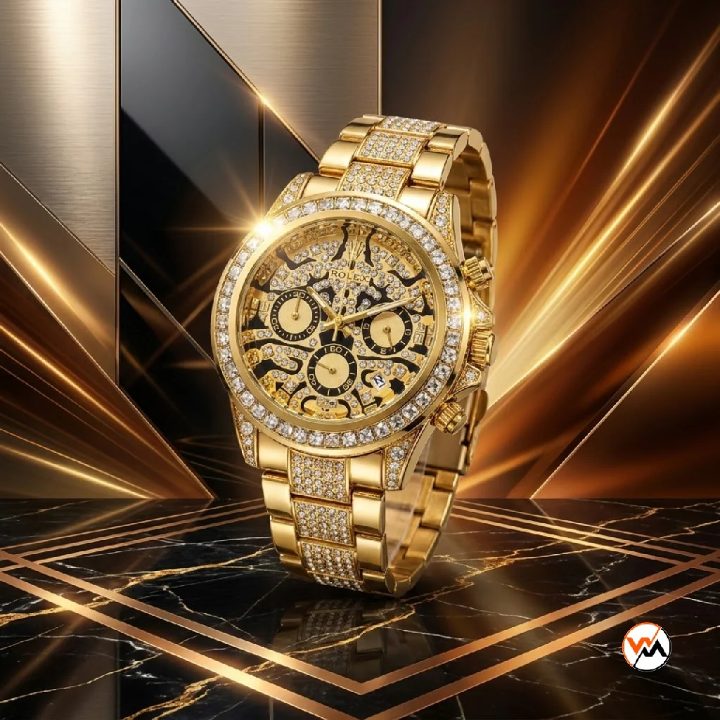 Ultimate Gold Diamond Watch for Men with Ornate Chronograph Dial – Gold Diamond Watch – photo 1