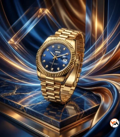 Ultimate Gold Luxury Watch with Blue Diamond Dial – gold luxury watch – photo 1