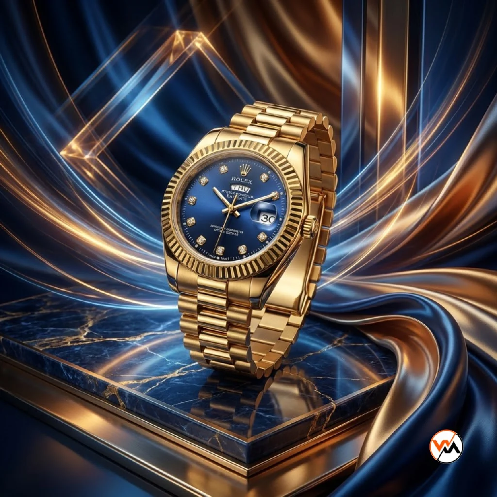 Ultimate Gold Luxury Watch with Blue Diamond Dial – gold luxury watch – photo 1