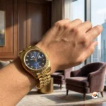 Ultimate Gold Luxury Watch with Blue Diamond Dial – gold luxury watch – photo 2
