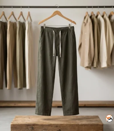 Ultimate green linen trousers featuring a relaxed straight-leg style for men – green linen trousers – photo 1