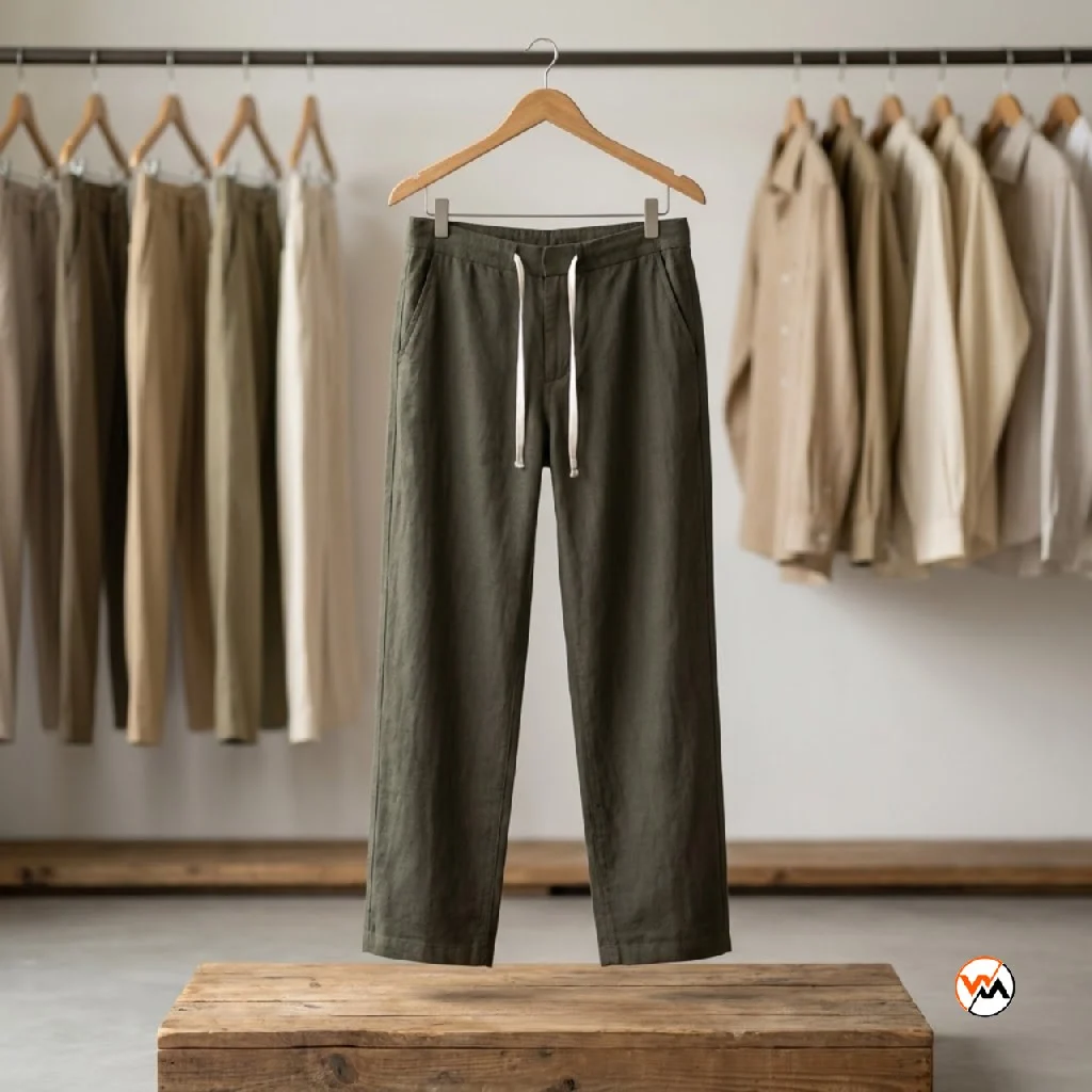 Ultimate green linen trousers featuring a relaxed straight-leg style for men – green linen trousers – photo 1