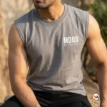 Ultimate Grey Men Tank Top With Mood Of The Day Print – Grey Men Tank Top – photo 1