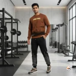 Ultimate mens co ord sets with brown sweatshirt and black joggers – mens co ord sets – photo 1