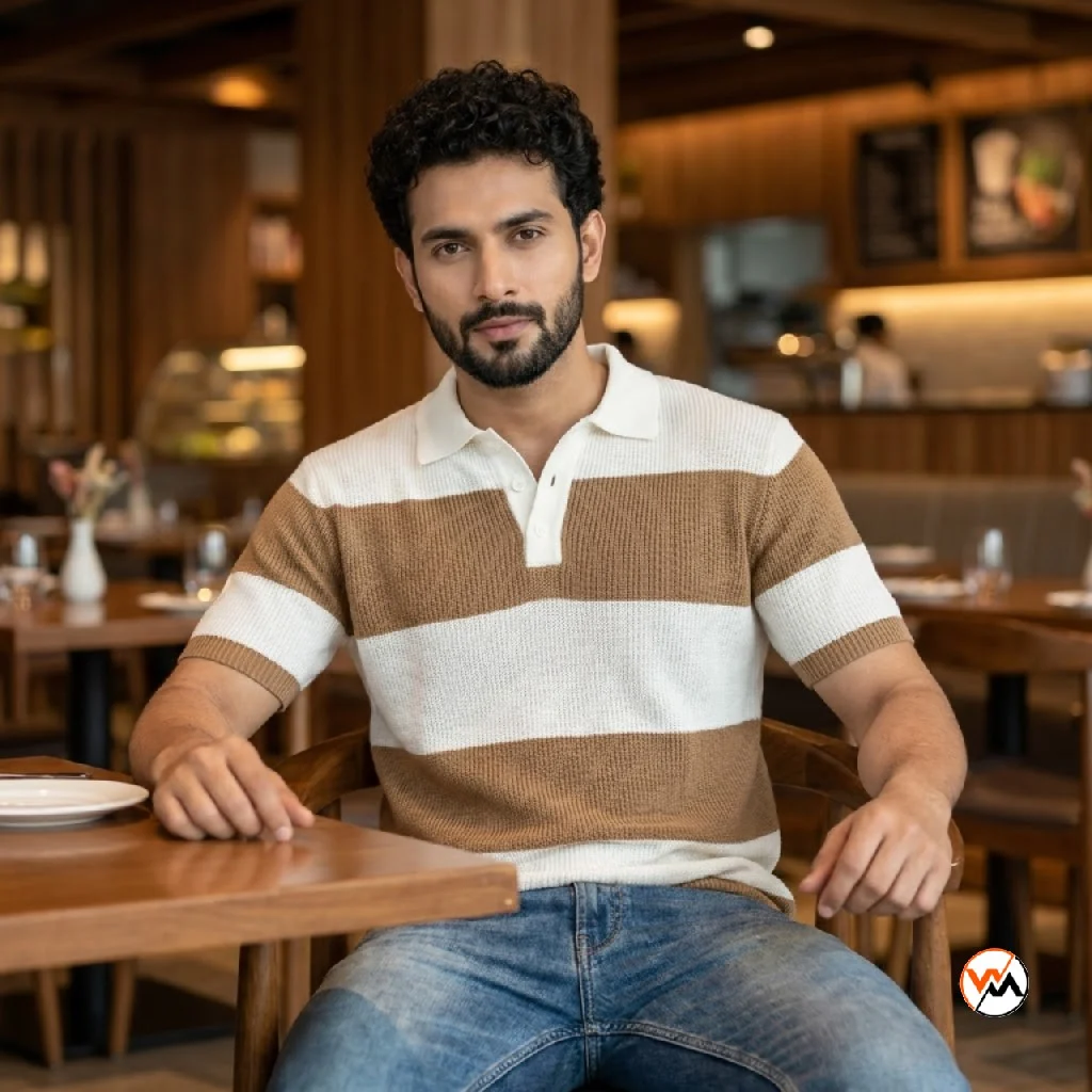Ultimate striped polo t-shirt for men with rich textures – striped polo t-shirt – photo 1