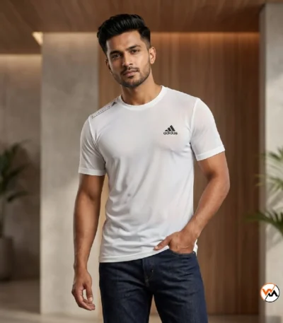 Ultimate white mens t-shirt featuring classic sporty branding and crew neck style for casual wear – white mens t-shirt – photo 1