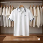Ultimate white polo t-shirt with classic contrast stripes for men – white polo t-shirt
