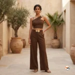 Ultimate Women Brown Co-ord Set with Asymmetric Top – women brown co-ord set – photo 1