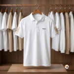 White polo t-shirt for men featuring essential branding details – white polo t-shirt – photo 2