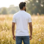 White polo t-shirt for men featuring essential branding details – white polo t-shirt – photo 3