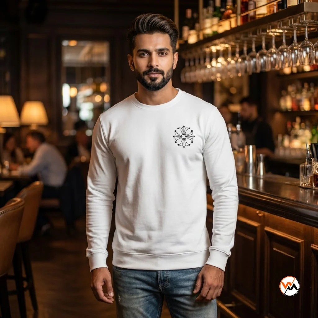 White sweatshirt for men featuring an exclusive black chest graphic design – white sweatshirt for men White sweatshirt for men featuring an exclusive black chest graphic design – white sweatshirt for men – photo 1