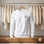 White sweatshirt for men featuring an exclusive black chest graphic design – white sweatshirt for men – photo 2