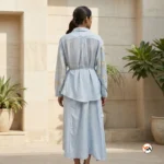 Womens Co-ord Set Luxurious Light Blue Floral Embroidered Two Piece Outfit – Womens Co-ord Set – photo 5