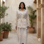 Womens co-ord set Timeless White Embroidered Ensemble – Womens co-ord set – photo 1
