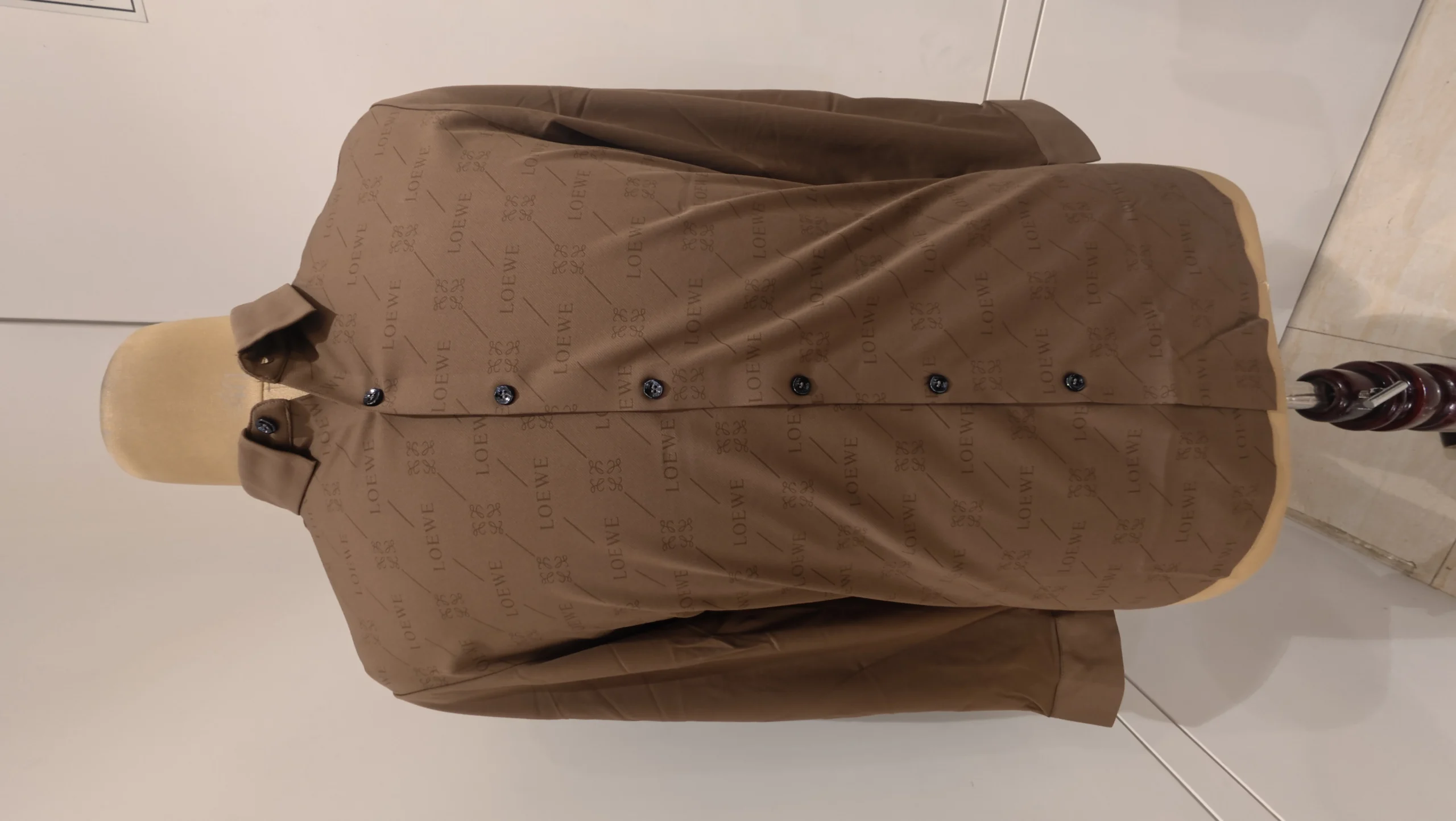 Brown printed shirt features a classic button-down style for men – brown printed shirt – photo 1