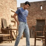 Classic mens blue jeans featuring timeless light wash styling for daily wear – mens blue jeans – photo 1
