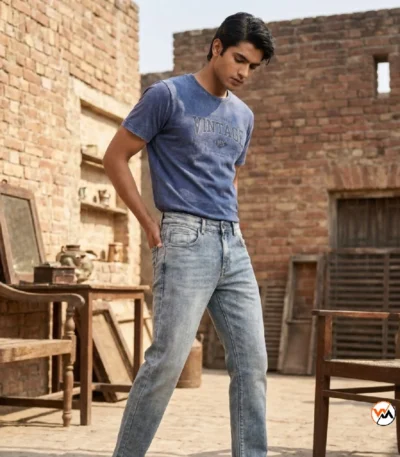 Classic mens blue jeans featuring timeless light wash styling for daily wear – mens blue jeans – photo 1