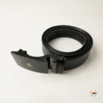 Essential Mens Black Belt with Golden Brand Logo – Mens Black Belt – photo 2
