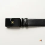 Essential Mens Black Belt with Golden Brand Logo – Mens Black Belt – photo 3