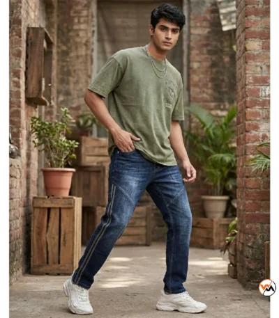 Essential mens jeans featuring a stylish denim wash and distinct side stripes for modern casual outfits. – mens jeans – photo 1