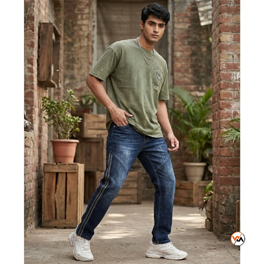Essential mens jeans featuring a stylish denim wash and distinct side stripes for modern casual outfits. – mens jeans Essential mens jeans featuring a stylish denim wash and distinct side stripes for modern casual outfits. – mens jeans – photo 1