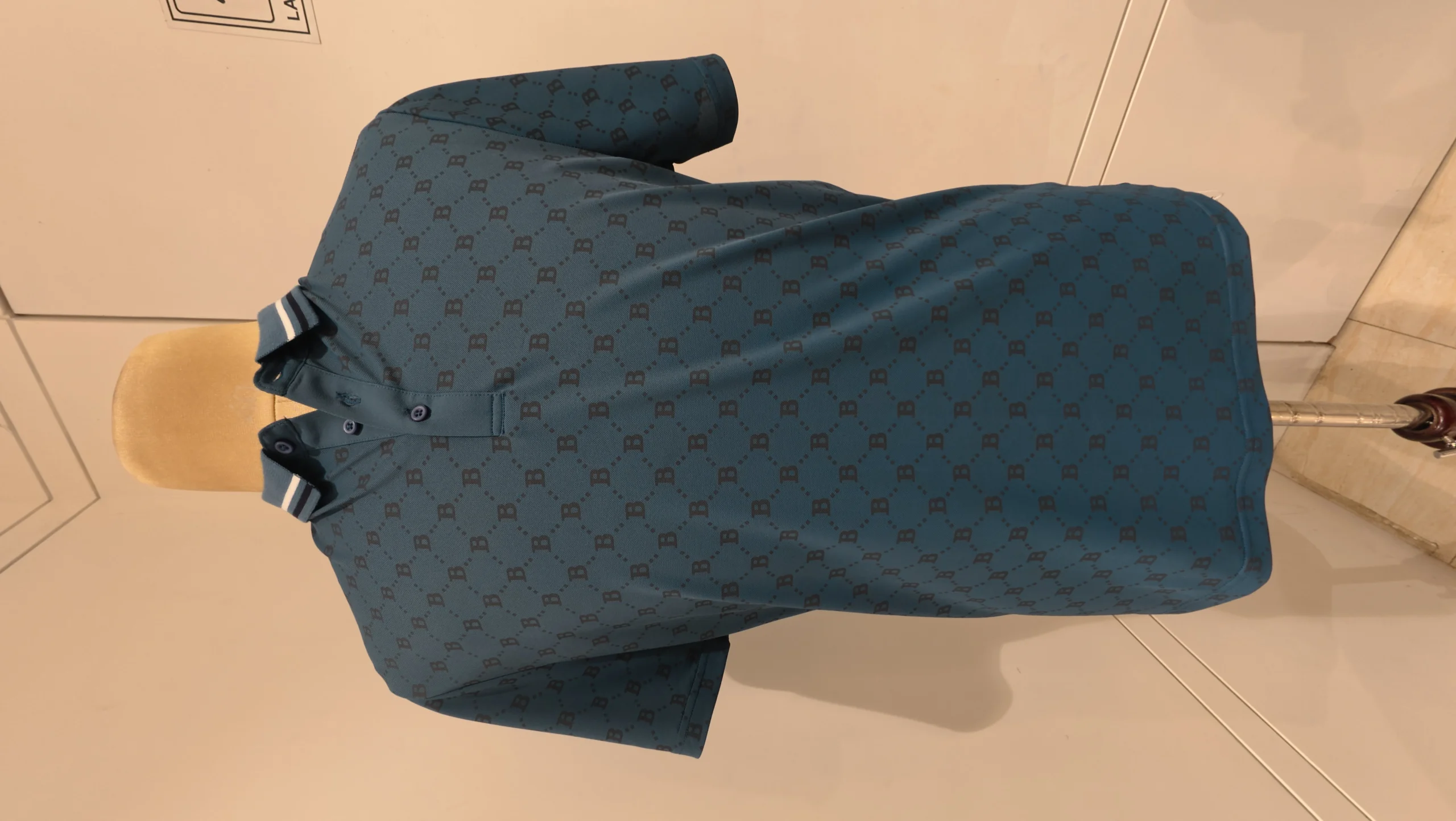 Exclusive Men Blue Polo T-Shirt with Signature Letter Print – Blue Polo T-Shirt – photo 1