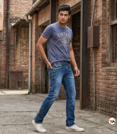 Exclusive Mens Slim Fit Jeans with Embroidered Pockets – Mens Slim Fit Jeans – photo 1