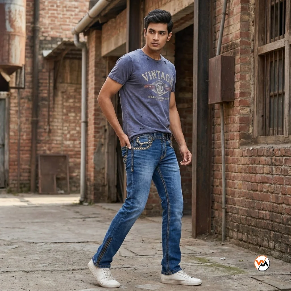 Exclusive Mens Slim Fit Jeans with Embroidered Pockets – Mens Slim Fit Jeans Exclusive Mens Slim Fit Jeans with Embroidered Pockets – Mens Slim Fit Jeans – photo 1