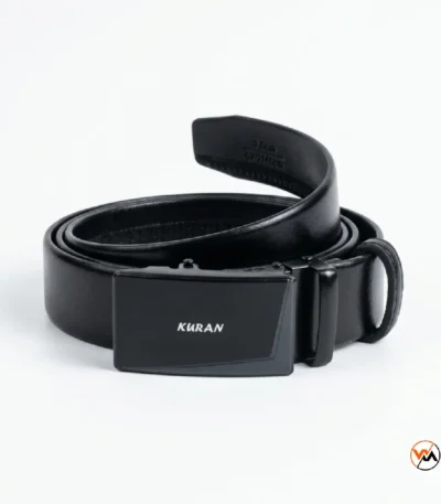 Kuran mens black leather belt featuring an elite automatic buckle design – mens black leather belt – photo 1