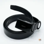 Kuran mens black leather belt featuring an elite automatic buckle design – mens black leather belt – photo 2