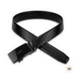 Kuran mens black leather belt featuring an elite automatic buckle design – mens black leather belt – photo 3