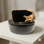 Luxury Mens Black Crocodile Belt with Gold Buckle – Mens Black Crocodile Belt – photo 2