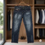 Men blue jeans with an essential distressed wash and modern styling – men blue jeans – photo 2