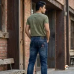 Men blue jeans with an essential distressed wash and modern styling – men blue jeans – photo 3