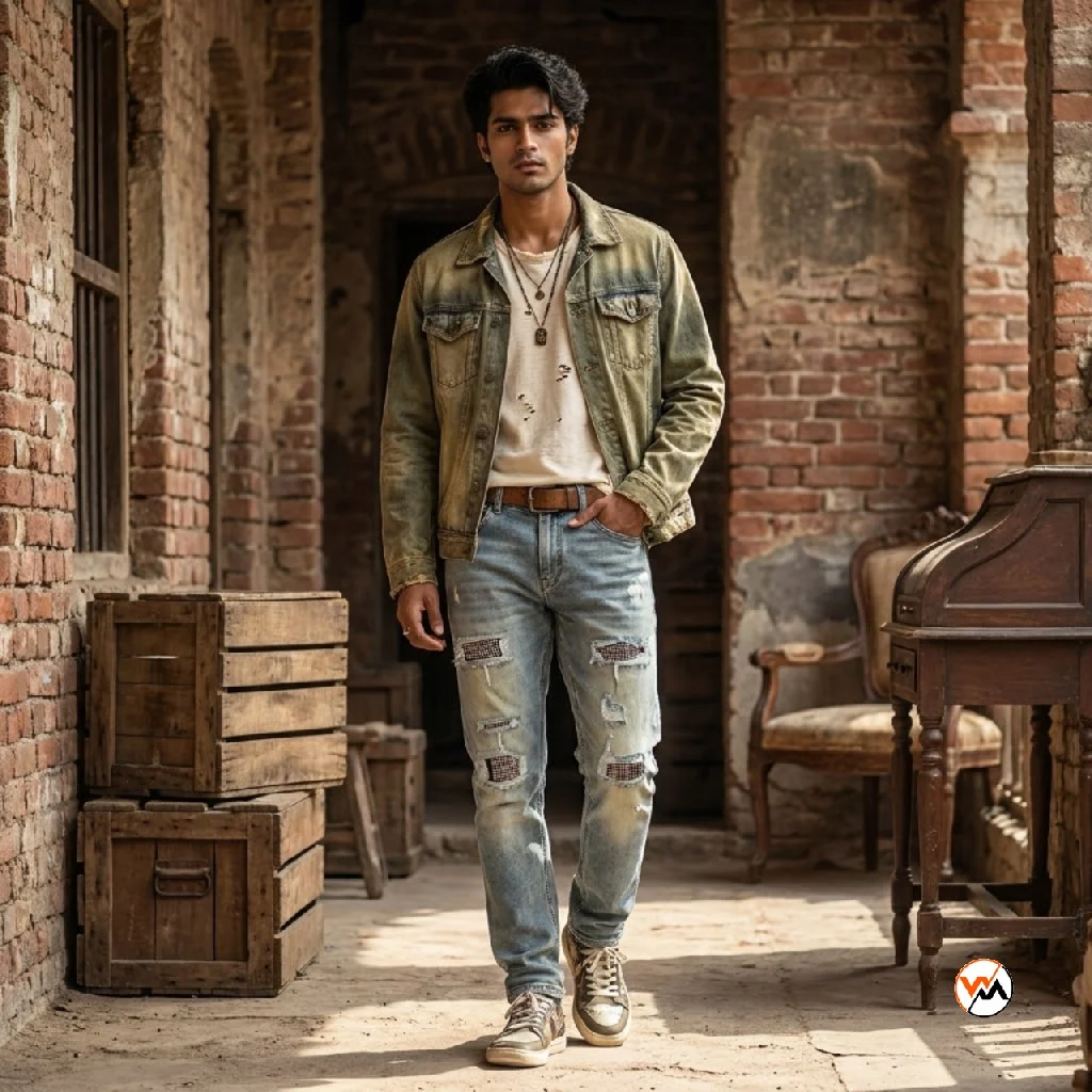 Men distressed jeans featuring a signature light wash finish – distressed jeans Men distressed jeans featuring a signature light wash finish – distressed jeans – photo 1