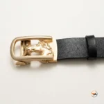 Mens belt featuring exclusive horse buckle and black leather strap – mens belt – photo 3