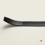 Mens black belt with metal buckle featuring a sleek cat emblem representing classic style – mens black belt – photo 4