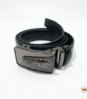 Mens black leather belt featuring an elite metal buckle design – mens black leather belt – photo 1