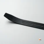 Mens black leather belt featuring an exclusive metallic buckle design – mens black leather belt – photo 4