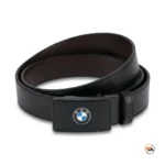 Mens black leather belt featuring an iconic BMW logo buckle – Mens black leather belt – photo 1