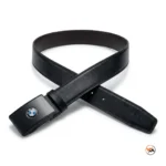 Mens black leather belt featuring an iconic BMW logo buckle – Mens black leather belt – photo 5
