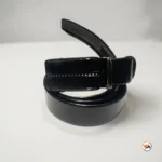 Mens black leather belt with an essential metallic buckle design – mens black leather belt – photo 1