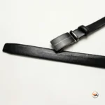 Mens black leather belt with an essential metallic buckle design – mens black leather belt – photo 4