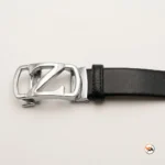 Mens black leather belt with metal buckle, an exclusive accessory for formal wear – mens black leather belt – photo 3