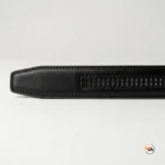 Mens black leather belt with metal buckle, an exclusive accessory for formal wear – mens black leather belt – photo 4