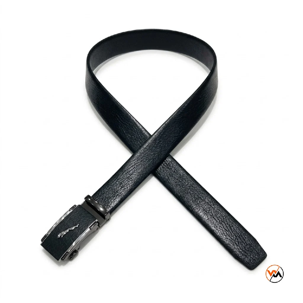 Mens Black Leather Belt with Ultimate Jaguar Buckle – mens black leather belt – photo 1