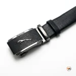Mens Black Leather Belt with Ultimate Jaguar Buckle – mens black leather belt – photo 2